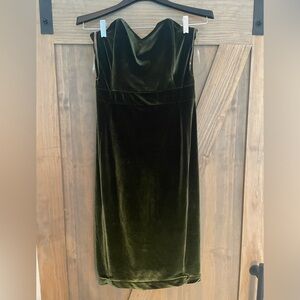 House of CB dark green velvet strapless dress size Large